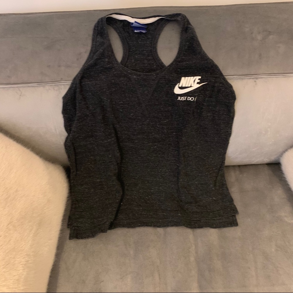 gray nike “just do it” tank top